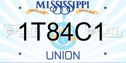 1T84C1 Mississippi License Plate