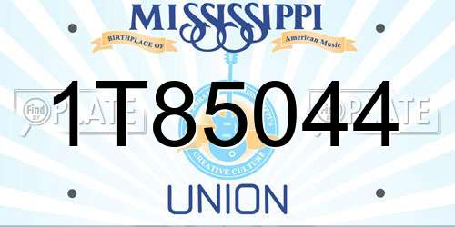 1T85044 Mississippi License Plate