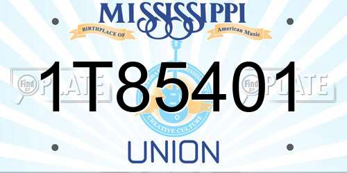 1T85401 Mississippi License Plate