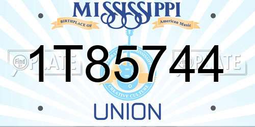1T85744 Mississippi License Plate