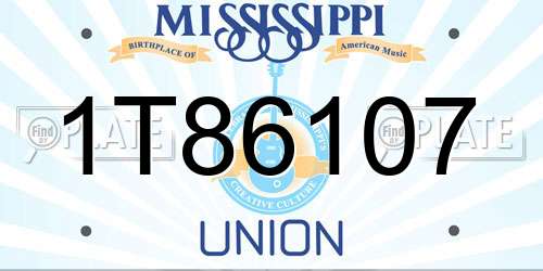 1T86107 Mississippi License Plate