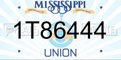 1T86444 Mississippi License Plate