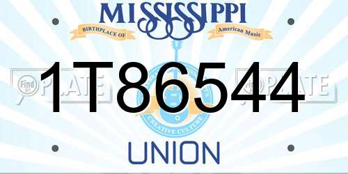 1T86544 Mississippi License Plate