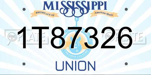1T87326 Mississippi License Plate