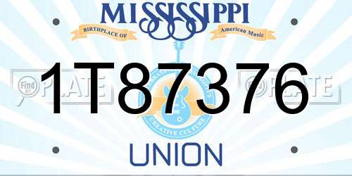 1T87376 Mississippi License Plate