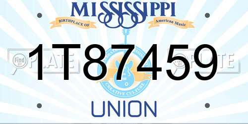 1T87459 Mississippi License Plate