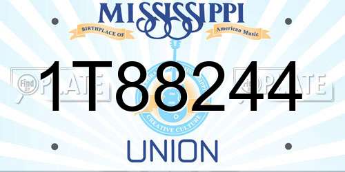 1T88244 Mississippi License Plate
