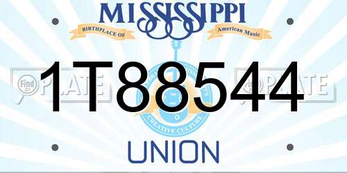 1T88544 Mississippi License Plate