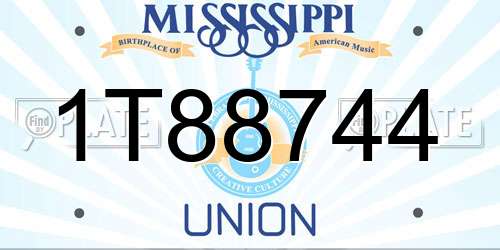 1T88744 Mississippi License Plate
