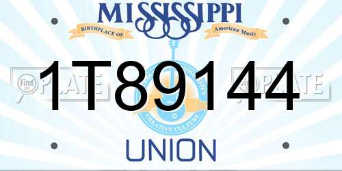 1T89144 Mississippi License Plate