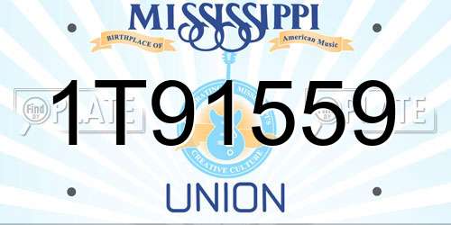 1T91559 Mississippi License Plate
