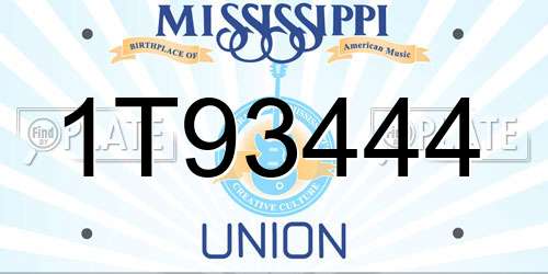 1T93444 Mississippi License Plate
