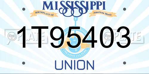 1T95403 Mississippi License Plate