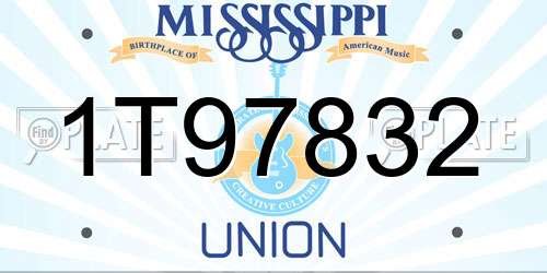 1T97832 Mississippi License Plate