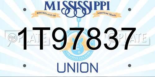 1T97837 Mississippi License Plate