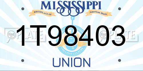1T98403 Mississippi License Plate