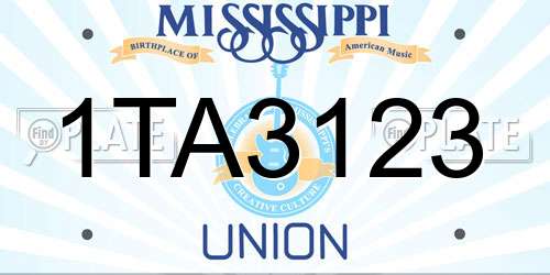 1TA3123 Mississippi License Plate