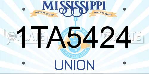 1TA5424 Mississippi License Plate