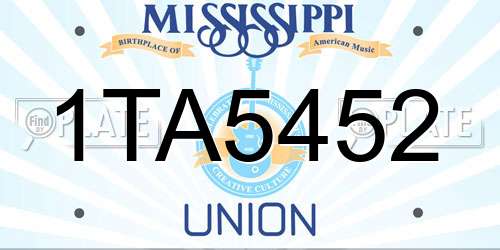 1TA5452 Mississippi License Plate