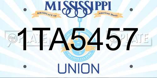 1TA5457 Mississippi License Plate