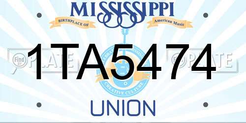1TA5474 Mississippi License Plate