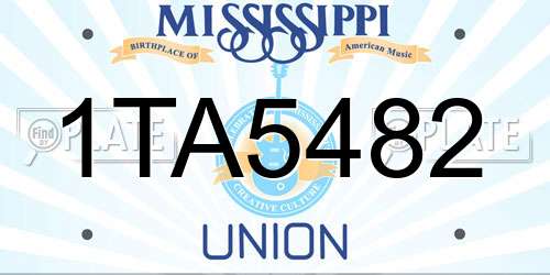 1TA5482 Mississippi License Plate