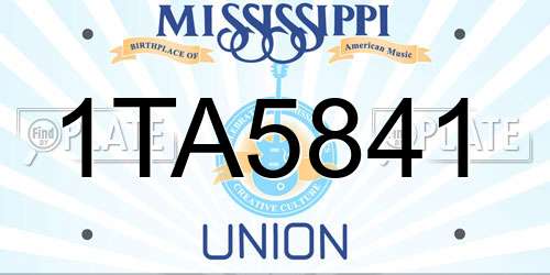 1TA5841 Mississippi License Plate