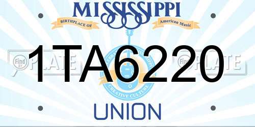 1TA6220 Mississippi License Plate
