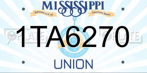 1TA6270 Mississippi License Plate