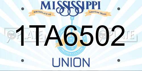 1TA6502 Mississippi License Plate