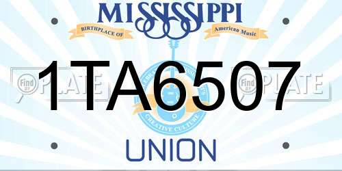 1TA6507 Mississippi License Plate