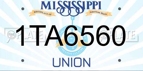 1TA6560 Mississippi License Plate