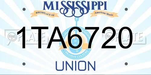 1TA6720 Mississippi License Plate