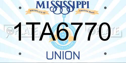 1TA6770 Mississippi License Plate