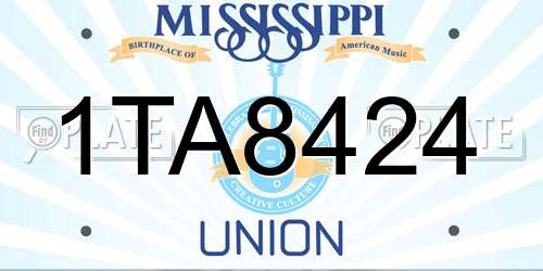 1TA8424 Mississippi License Plate