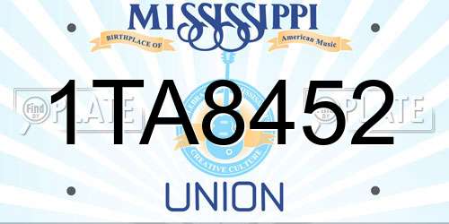 1TA8452 Mississippi License Plate