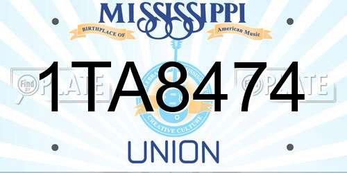 1TA8474 Mississippi License Plate