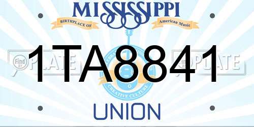 1TA8841 Mississippi License Plate