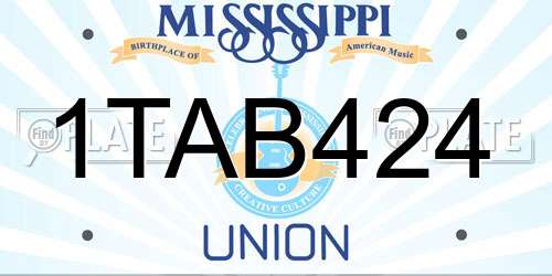 1TAB424 Mississippi License Plate