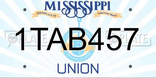 1TAB457 Mississippi License Plate