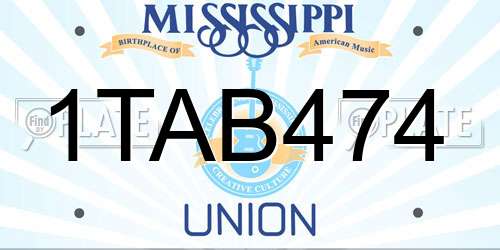 1TAB474 Mississippi License Plate