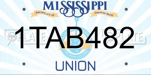 1TAB482 Mississippi License Plate