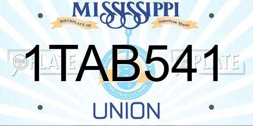 1TAB541 Mississippi License Plate