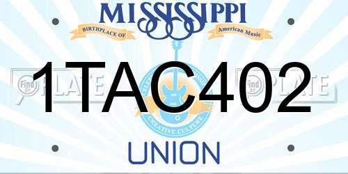 1TAC402 Mississippi License Plate