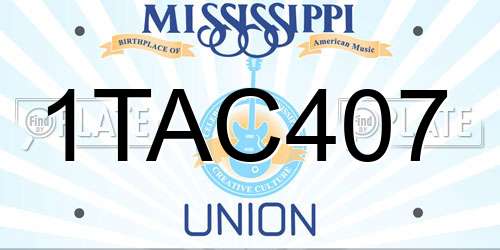1TAC407 Mississippi License Plate