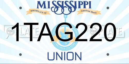 1TAG220 Mississippi License Plate