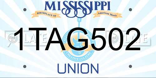 1TAG502 Mississippi License Plate