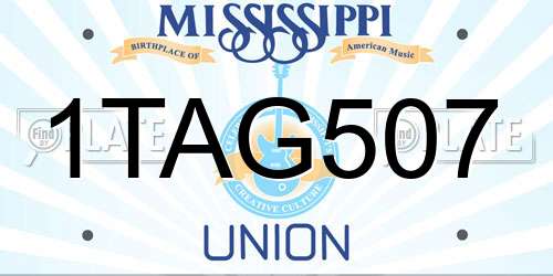 1TAG507 Mississippi License Plate