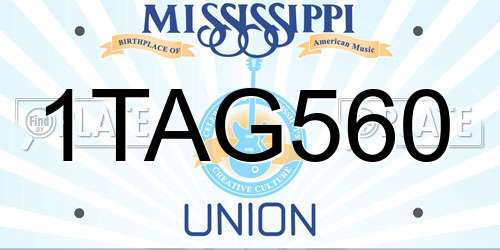 1TAG560 Mississippi License Plate