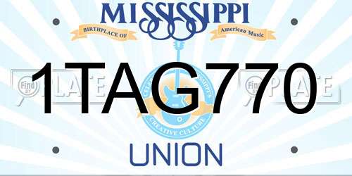 1TAG770 Mississippi License Plate